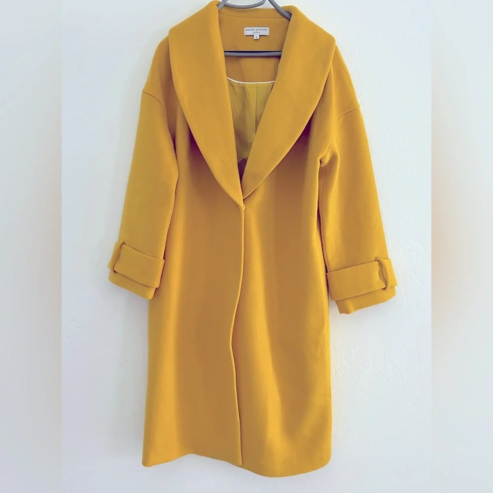 NWOT Marina Moscone × RTR Yellow Wool Blend Cocoon Coat - Picture 7 of 12